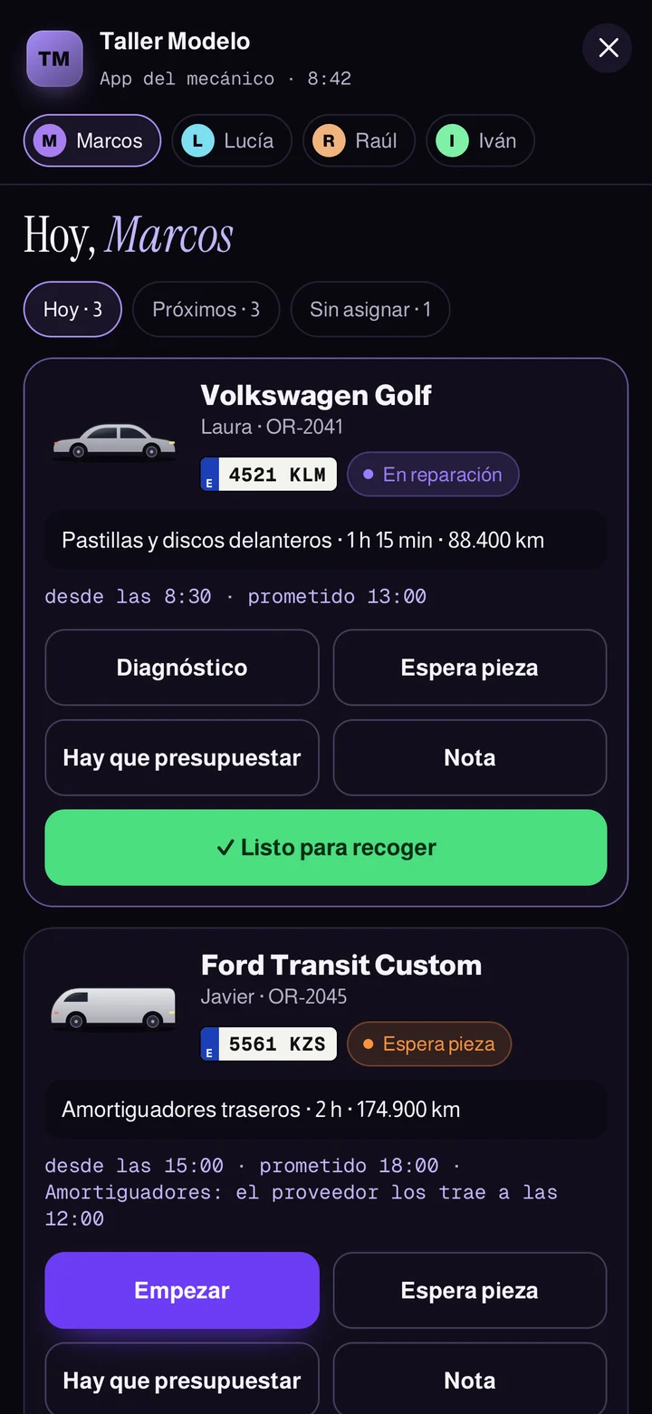 The mechanic's app: today's cars with big buttons for each step